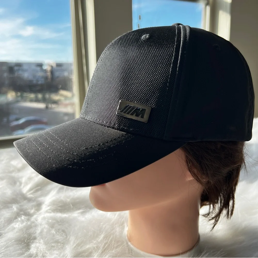 BMW Limited Edition M Racing Metallic Black Silver Logo Ball Cap Flexfit Hat NEW - Picture 6 of 16